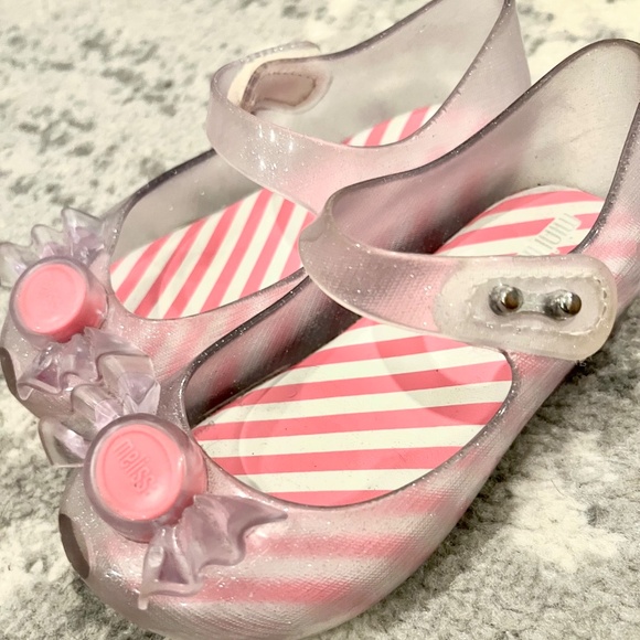 Clear sparkle Bubblegum Mini Melissa shoes size 8 - Picture 3 of 7